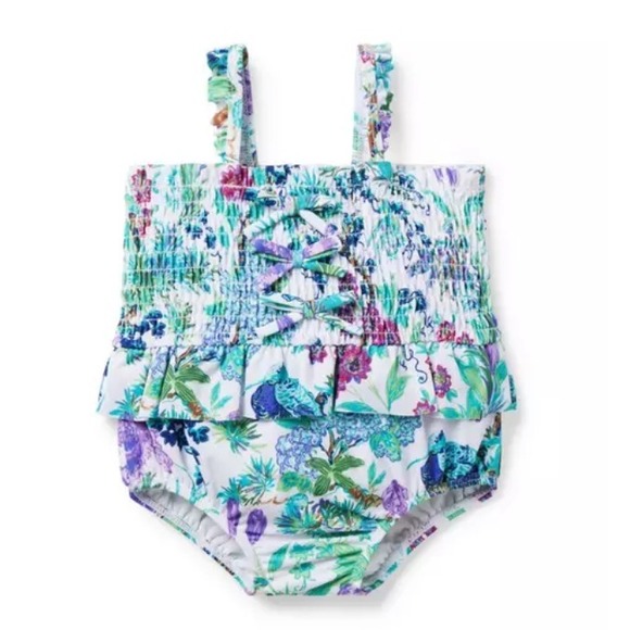 Janie and Jack Other - Janie and Jack Baby Recycled Floral Smocked‎ Swimsuit  Size 6-12 Month